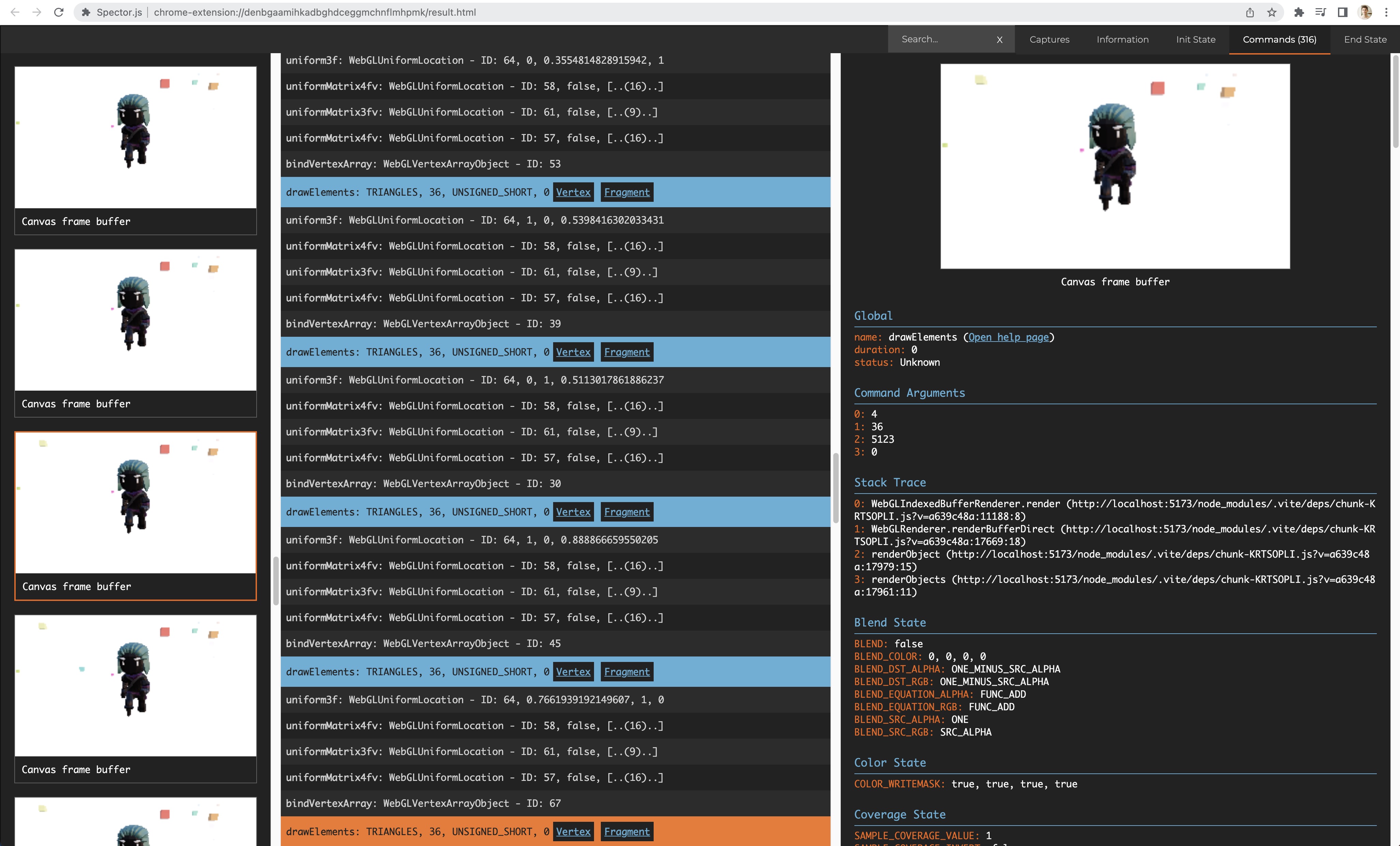 SpectorJS extension