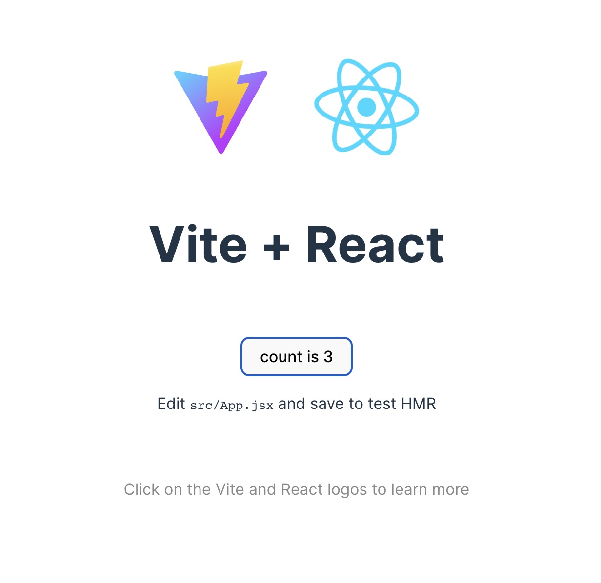 Default Vite React page