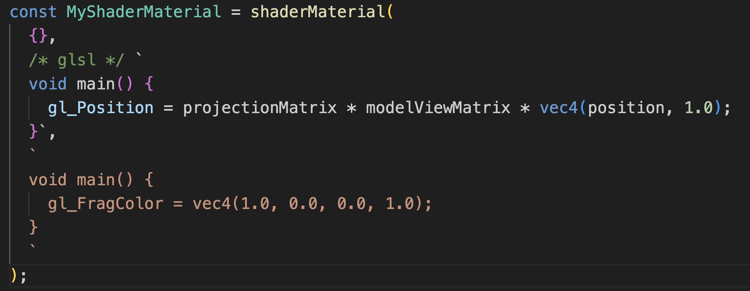 GLSL syntax highlighter in action