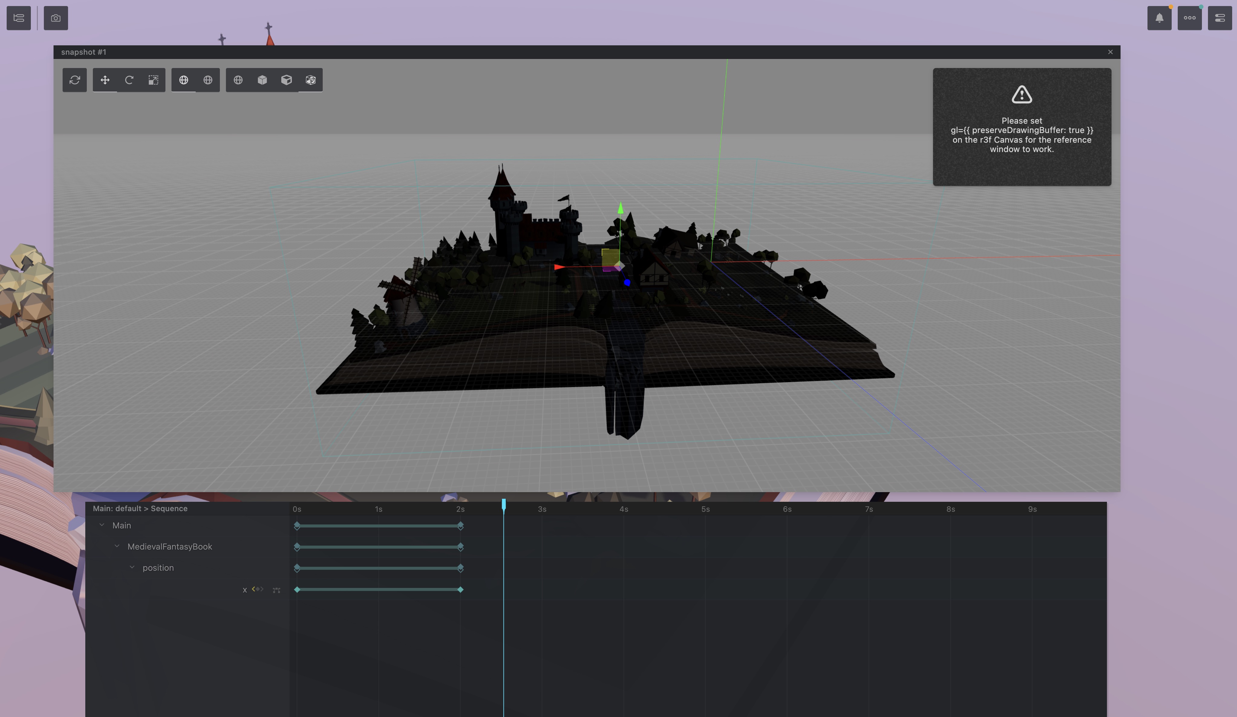 Chế độ xem Snapshot trong Theatre.js Studio